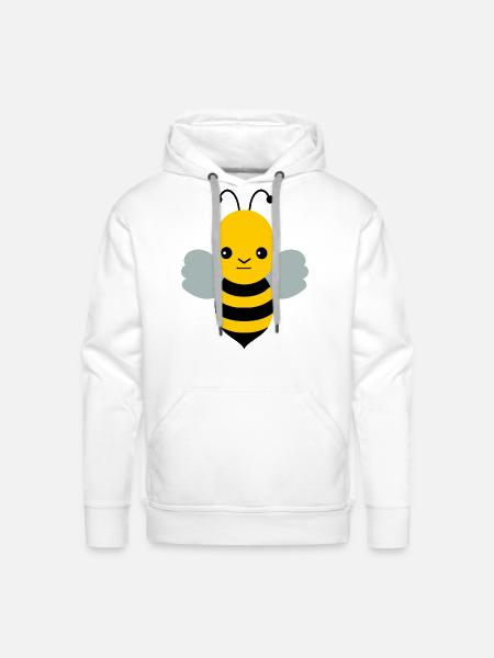 Meh Expression Cartoon Bee/Bumblebee - Men's Premium Hoodie - white