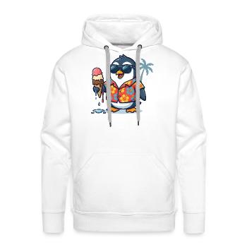 Tropical Penguin Ice Cream Vibes - Men's Premium Hoodie - white - Front - Liam (192cm)