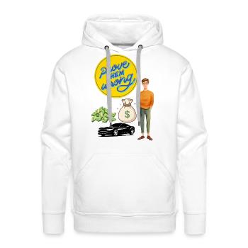 Prove Them Wrong Hustle Circle - Men's Premium Hoodie - white - Front - Liam (192cm)