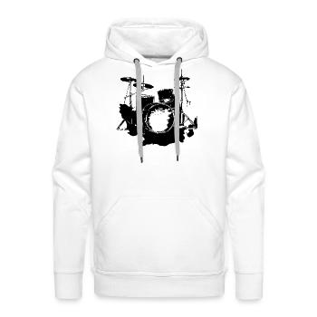 Drum Kit Graphic - Men's Premium Hoodie - white - Front - Liam (192cm)