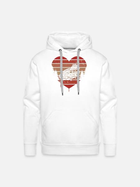 Cute Red Vintage Heart Pizza Valentine Day - Men's Premium Hoodie - white