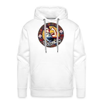 Baseball Mom 1970s Emblem - Men's Premium Hoodie - white - Front - Liam (192cm)