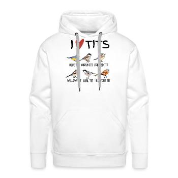 Six Tit Birds Illustration - Men's Premium Hoodie - white - Front - Liam (192cm)