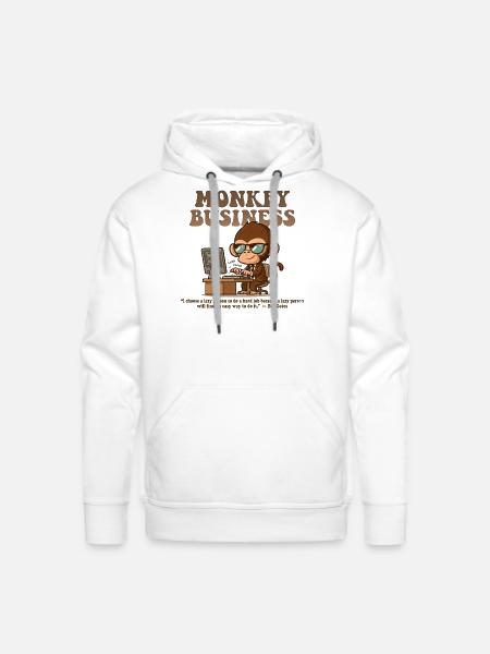 Monkey Business Aesthetic with Quote - Men's Premium Hoodie - white