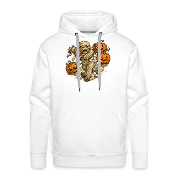 Cute Halloween Mummy wit Pumpkins - Men's Premium Hoodie - white - Front - Liam (192cm)