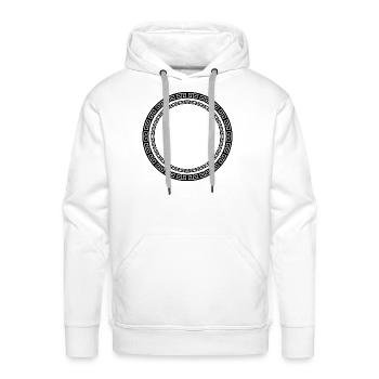 Aztec Circular Tribal Border Pattern - Men's Premium Hoodie - white - Front - Liam (192cm)