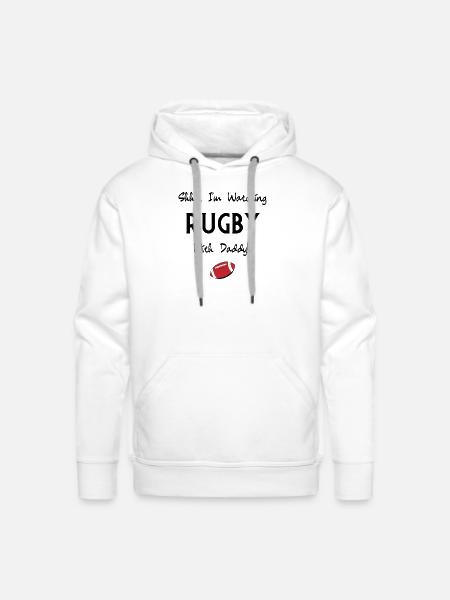 Shh I'm Watching rugby With Daddy - Men's Premium Hoodie - white
