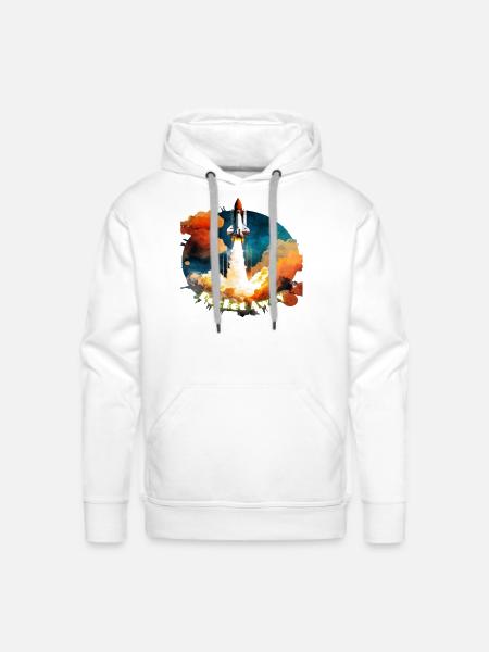 Rocket Away - Men's Premium Hoodie - white