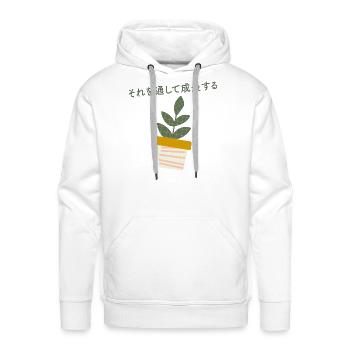 Japanese Aesthetic Grow Through It Plant Lovers - Men's Premium Hoodie - white - Front - Liam (192cm)
