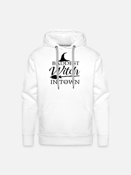 Baddest Witch in Town - Men's Premium Hoodie - white