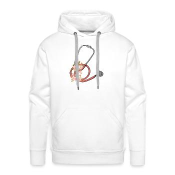 Stethoscope Floral Sticker - Men's Premium Hoodie - white - Front - Liam (192cm)