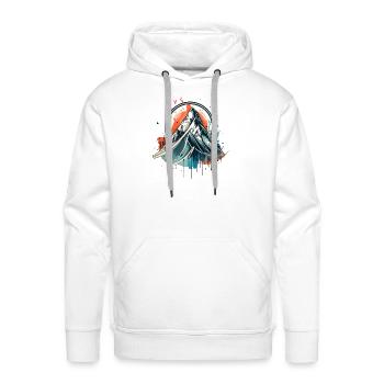 A circular ink painting with mountains - Men's Premium Hoodie - white - Front - Liam (192cm)