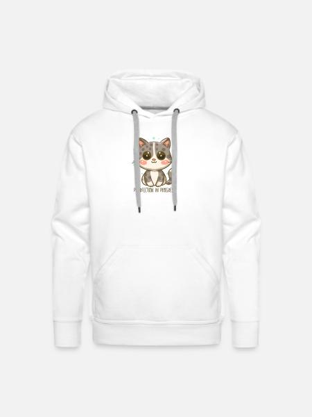 Purrfection in Progress - Men's Premium Hoodie - white