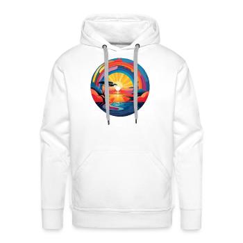 Colourful sunrise graphic - circular design - Men's Premium Hoodie - white - Front - Liam (192cm)