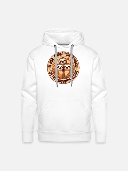Be Kind Sloth - Men's Premium Hoodie - white