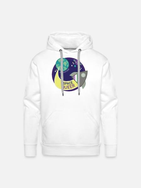 Space Queer - Men's Premium Hoodie - white