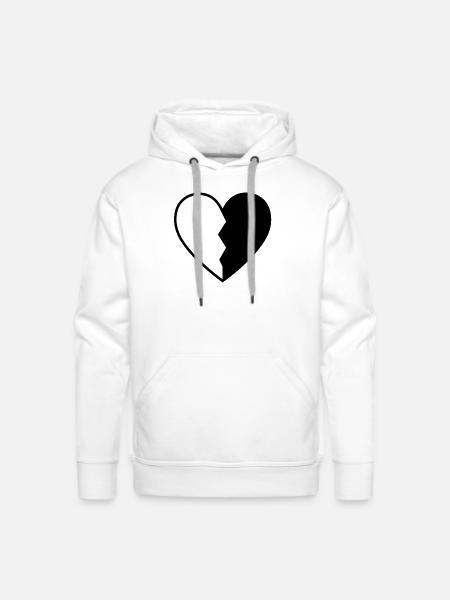 black and white heart - Men's Premium Hoodie - white