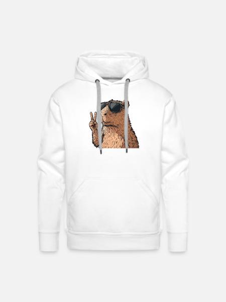Cool Capybara in Glasses - Men's Premium Hoodie - white