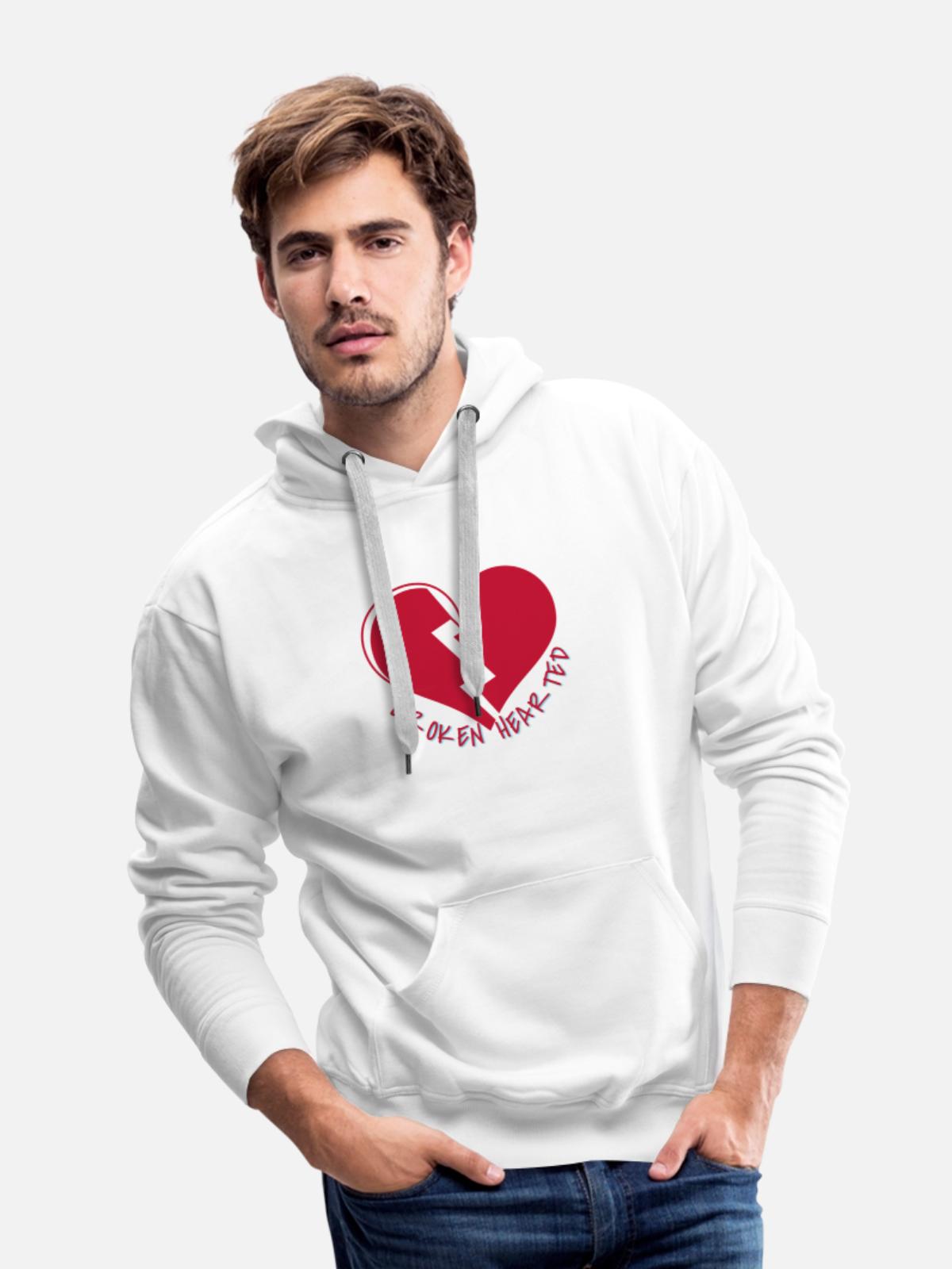 Broken HEARTED - Men's Premium Hoodie - white - Front - Liam (192cm)