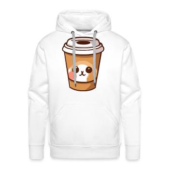 Coffee Cup To Go Cat Face - Men's Premium Hoodie - white - Front - Liam (192cm)
