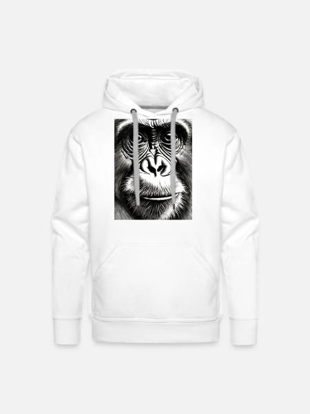 Chimp in Charcoal - Men's Premium Hoodie - white