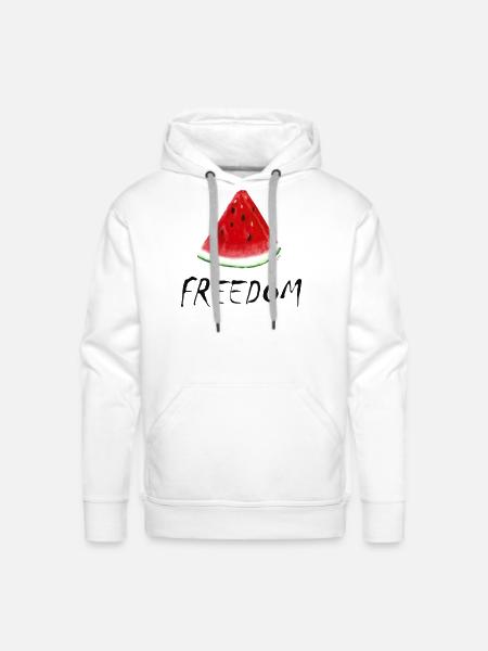 Freedom Watermelon Slice Illustration - Men's Premium Hoodie - white