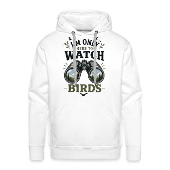 Birdwatching Binoculars Tee - Men's Premium Hoodie - white - Front - Liam (192cm)