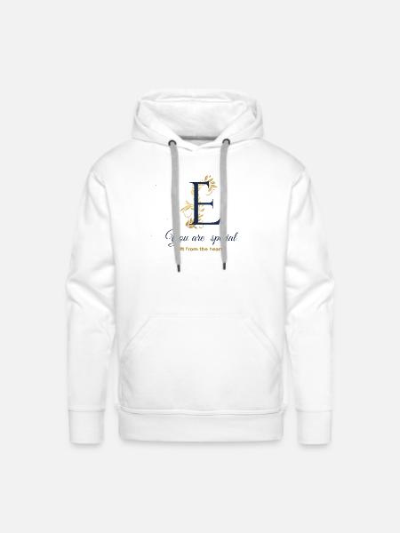 Elegant E with Gold Flourish - Men's Premium Hoodie - white