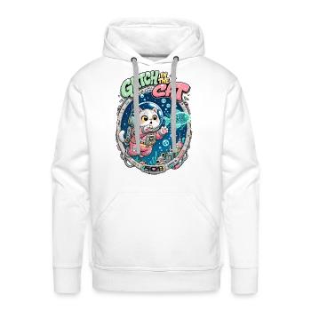 Glitch in the Cat: Cosmic Kitten - Men's Premium Hoodie - white - Front - Liam (192cm)