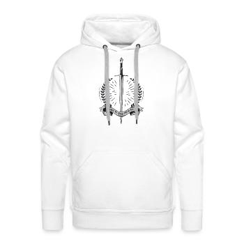 Born to wield the blade - Shield - Men's Premium Hoodie - white - Front - Liam (192cm)