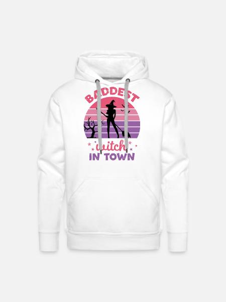 Baddest Witch In Town - Men's Premium Hoodie - white