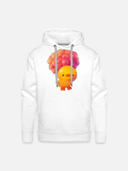 Ducky Flying With Balloons - Men's Premium Hoodie - white