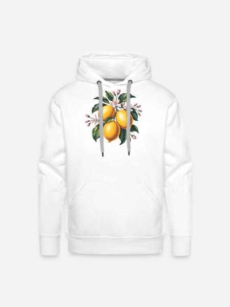 Lemon Blossom Citrus Burst - Men's Premium Hoodie - white