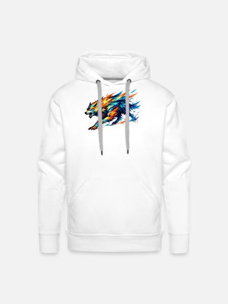 Prism Wolf in Fractal Fur - Men's Premium Hoodie - white