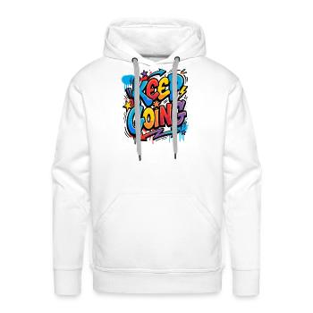 Keep Going Graffiti Burst - Men's Premium Hoodie - white - Front - Liam (192cm)