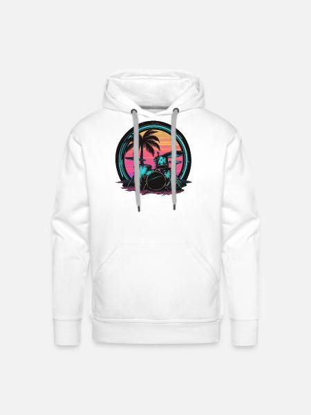 Trap Set Graphic - Men's Premium Hoodie - white