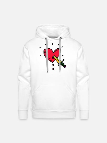 Heart And Dagger - Men's Premium Hoodie - white