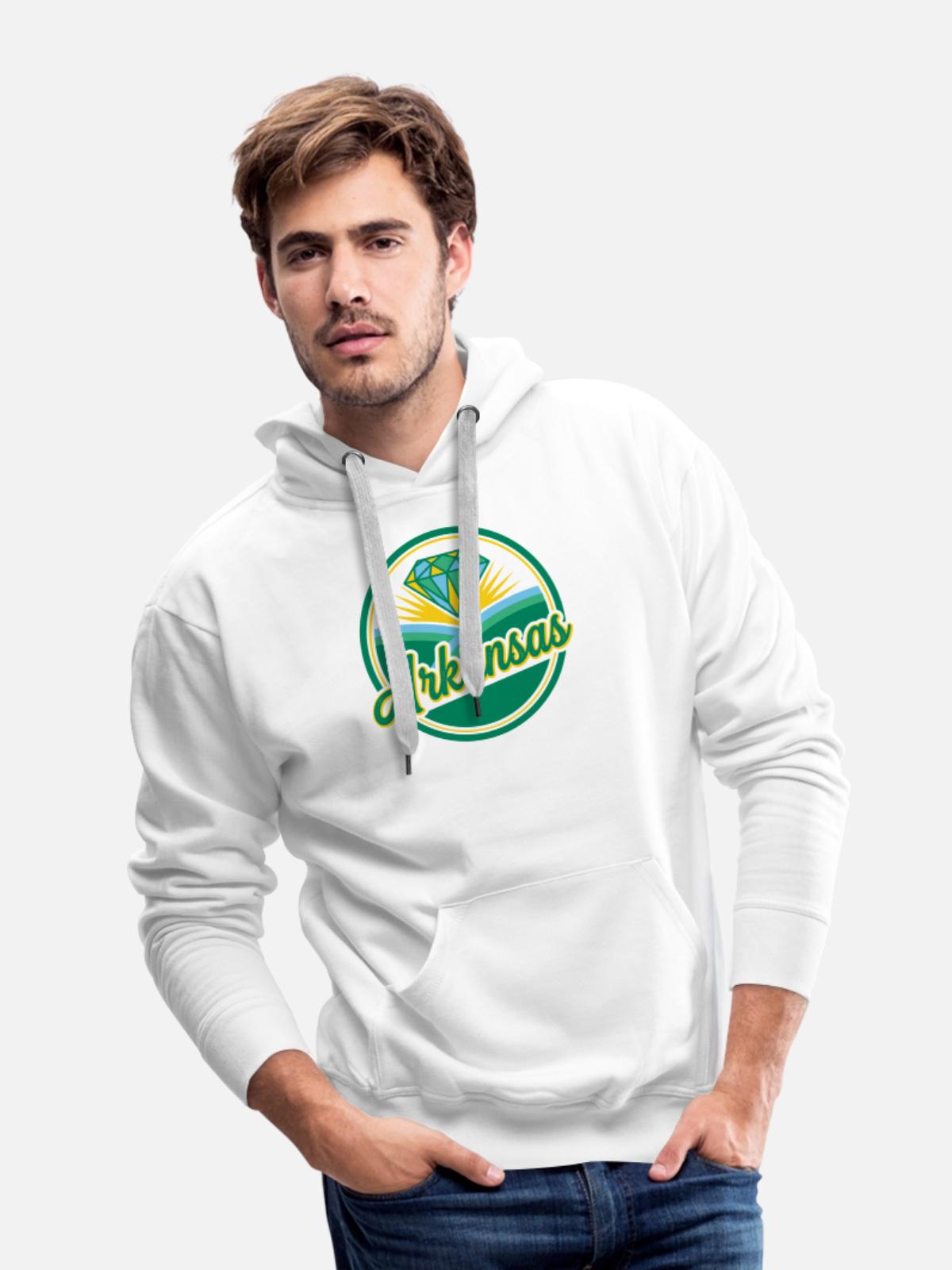 Arkansas Diamond Sunrise Emblem - Men's Premium Hoodie - white - Front - Liam (192cm)