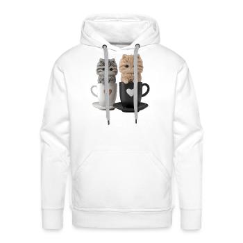 Kitten Cups Heart Duo - Men's Premium Hoodie - white - Front - Liam (192cm)