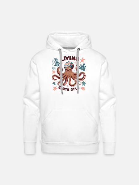 A funny sloth octopus - Men's Premium Hoodie - white