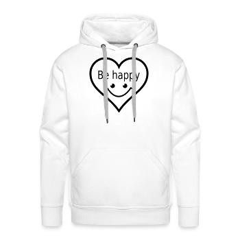 be happy - Men's Premium Hoodie - white - Front - Liam (192cm)
