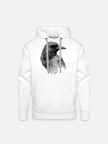 Polygonal Crow - Men's Premium Hoodie - white