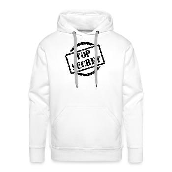 Top Secret Stamp (black design) - Men's Premium Hoodie - white - Front - Liam (192cm)