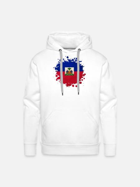 Haiti flags blob - Men's Premium Hoodie - white