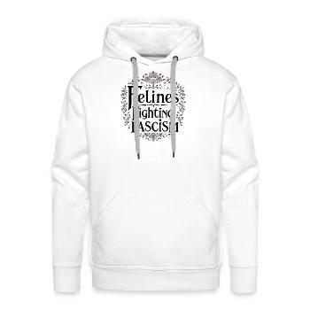 Felines Fighting Fascism (Floral) - Men's Premium Hoodie - white - Front - Liam (192cm)