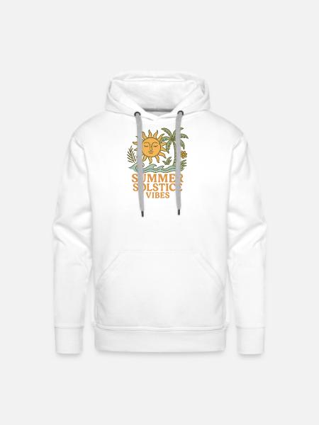 Summer Solstice Vibes Sun and Palm Design - Men's Premium Hoodie - white