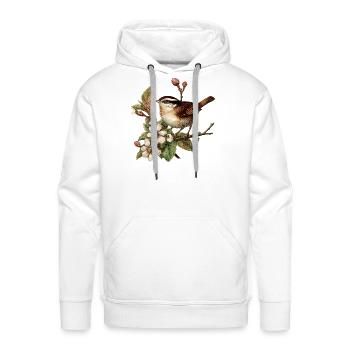 Carolina Wren with Blossoms - Men's Premium Hoodie - white - Front - Liam (192cm)