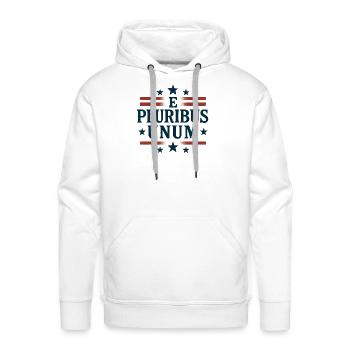 E Pluribus Unum Vintage Emblem - Men's Premium Hoodie - white - Front - Liam (192cm)