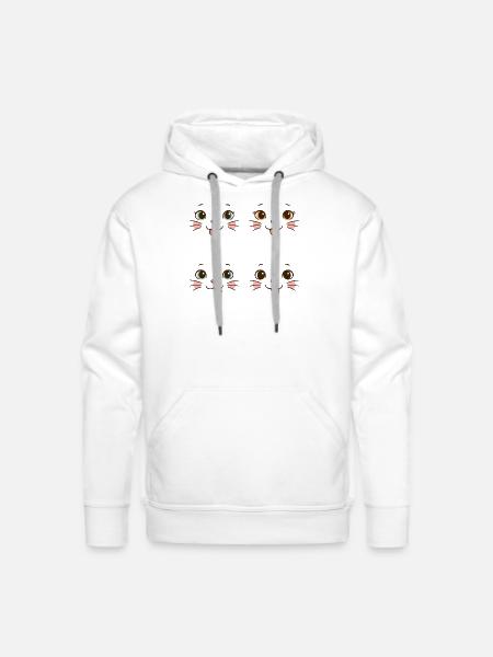 Four Playful Cat Faces - Men's Premium Hoodie - white
