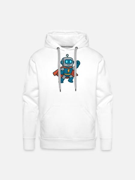 Robot Hero Lightning Cape - Men's Premium Hoodie - white